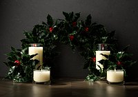 Christmas Holly Candlelight Festive Product Display Stage