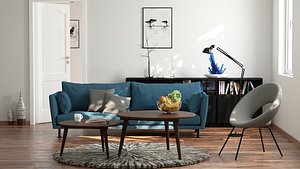Living room for Octane render 3dsmax