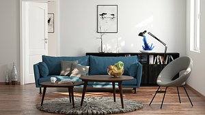 Living room for Octane render 3dsmax