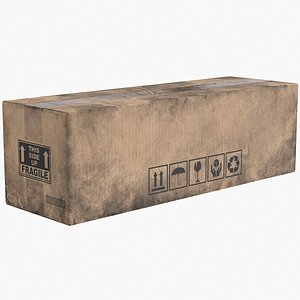 3D Cardboard Box 8 Worn Closed