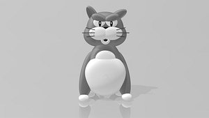 3D Grey Fatty Cat model