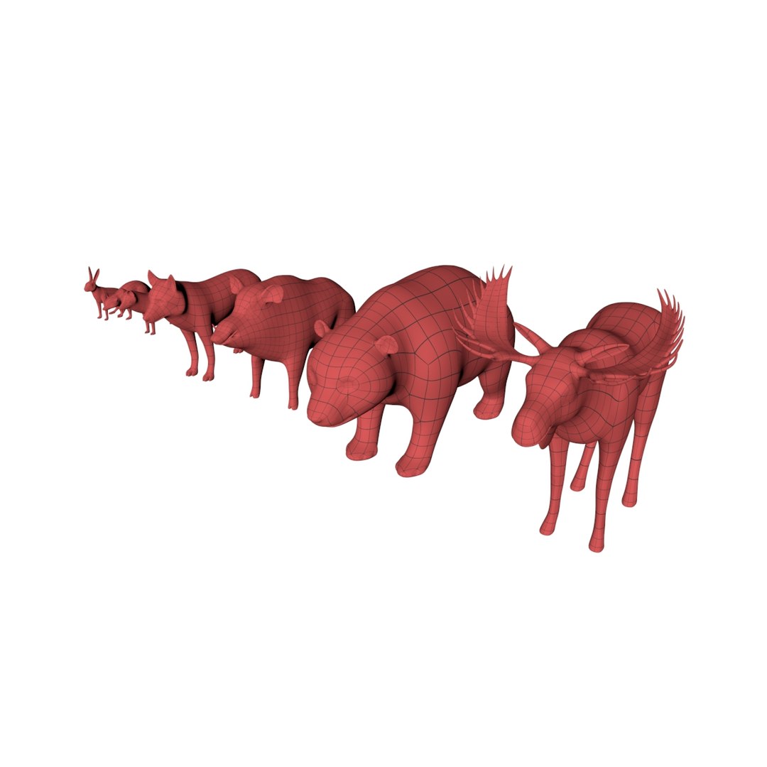 3d Forest Animals Base Mesh Model