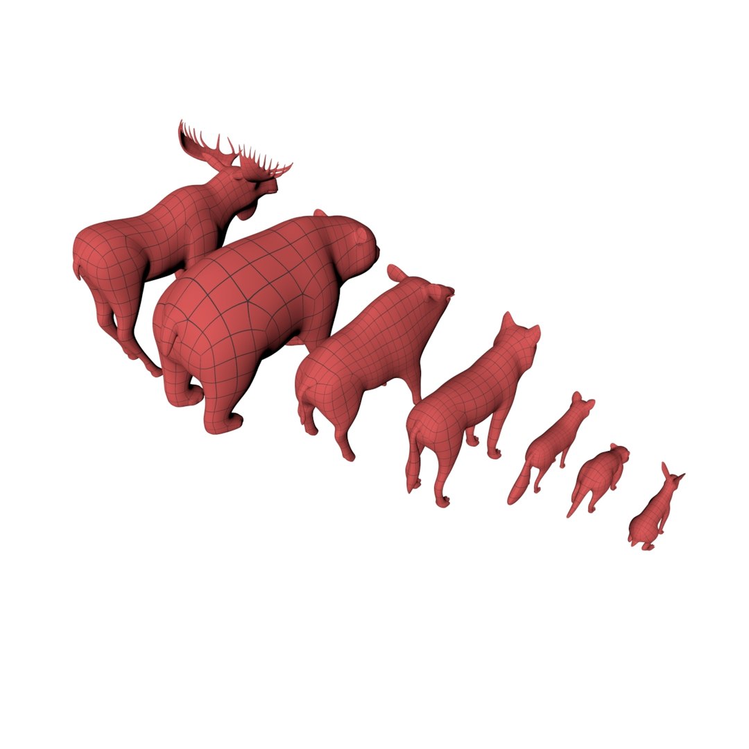 3d Forest Animals Base Mesh Model