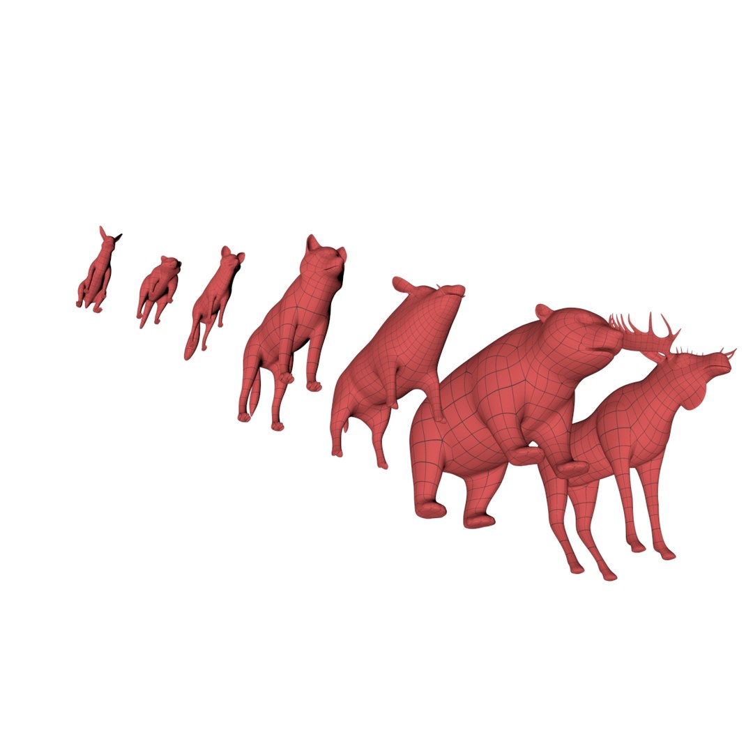 3d Forest Animals Base Mesh Model