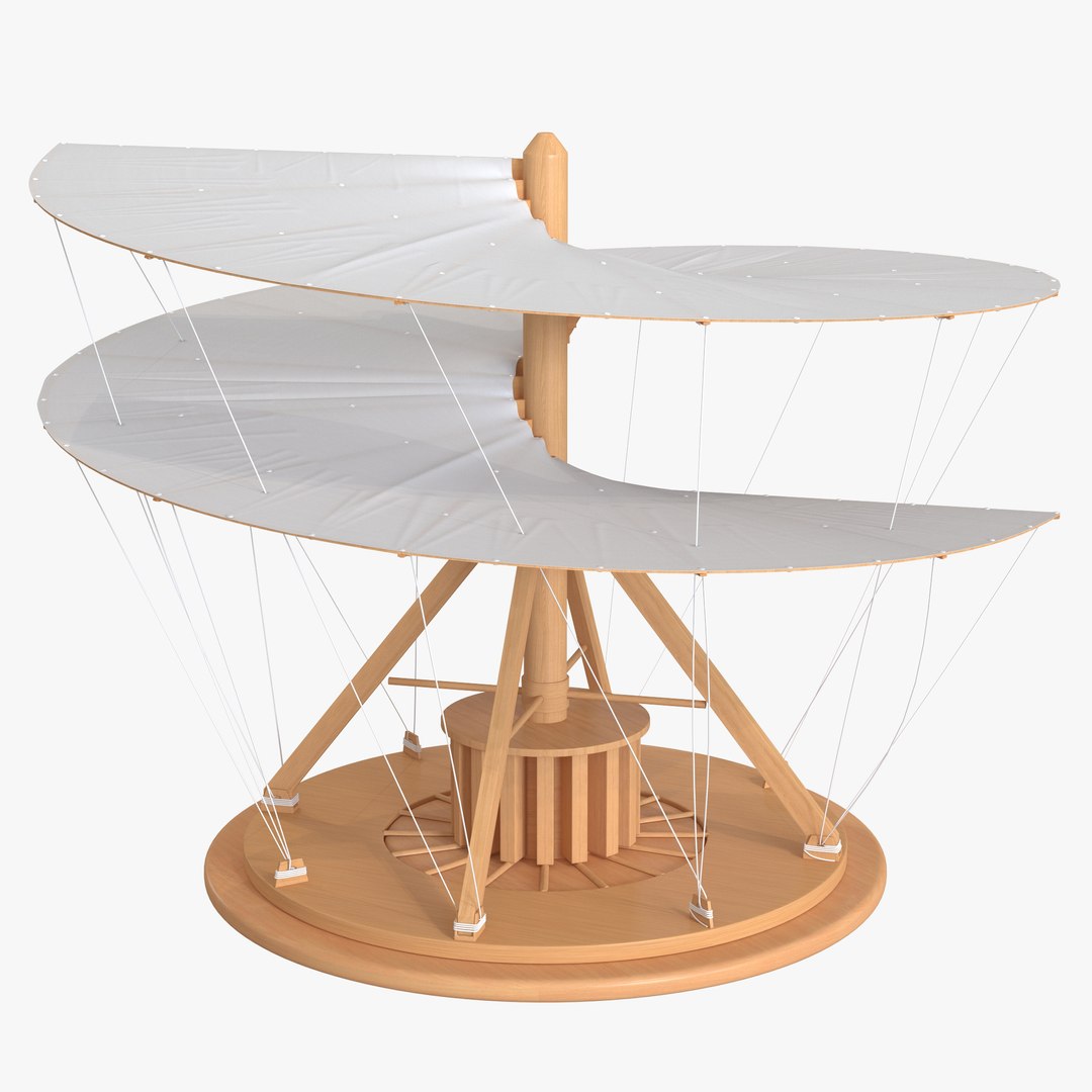 Leonardo Da Vinci Aerial Screw Rigged 3D model preview