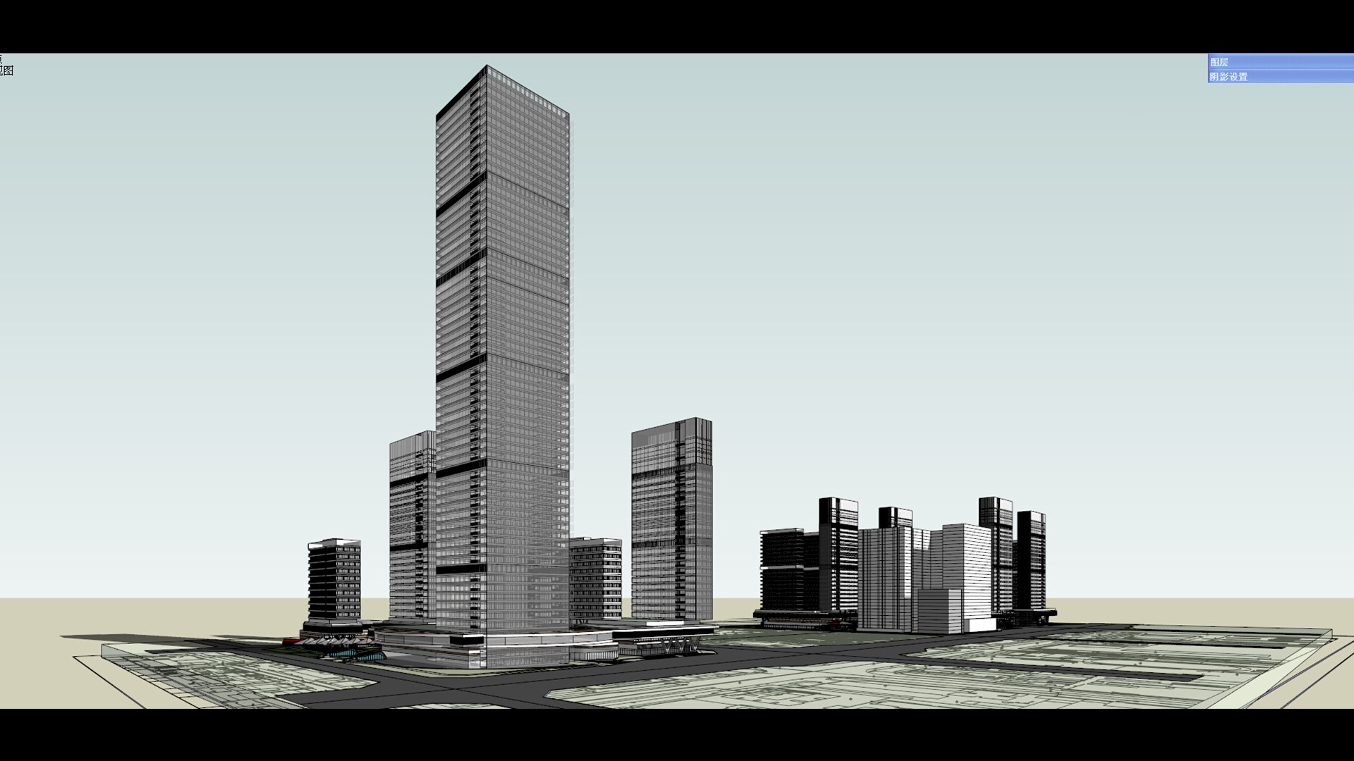3D Modern City Commercial Street Office Building Sketch Design Model