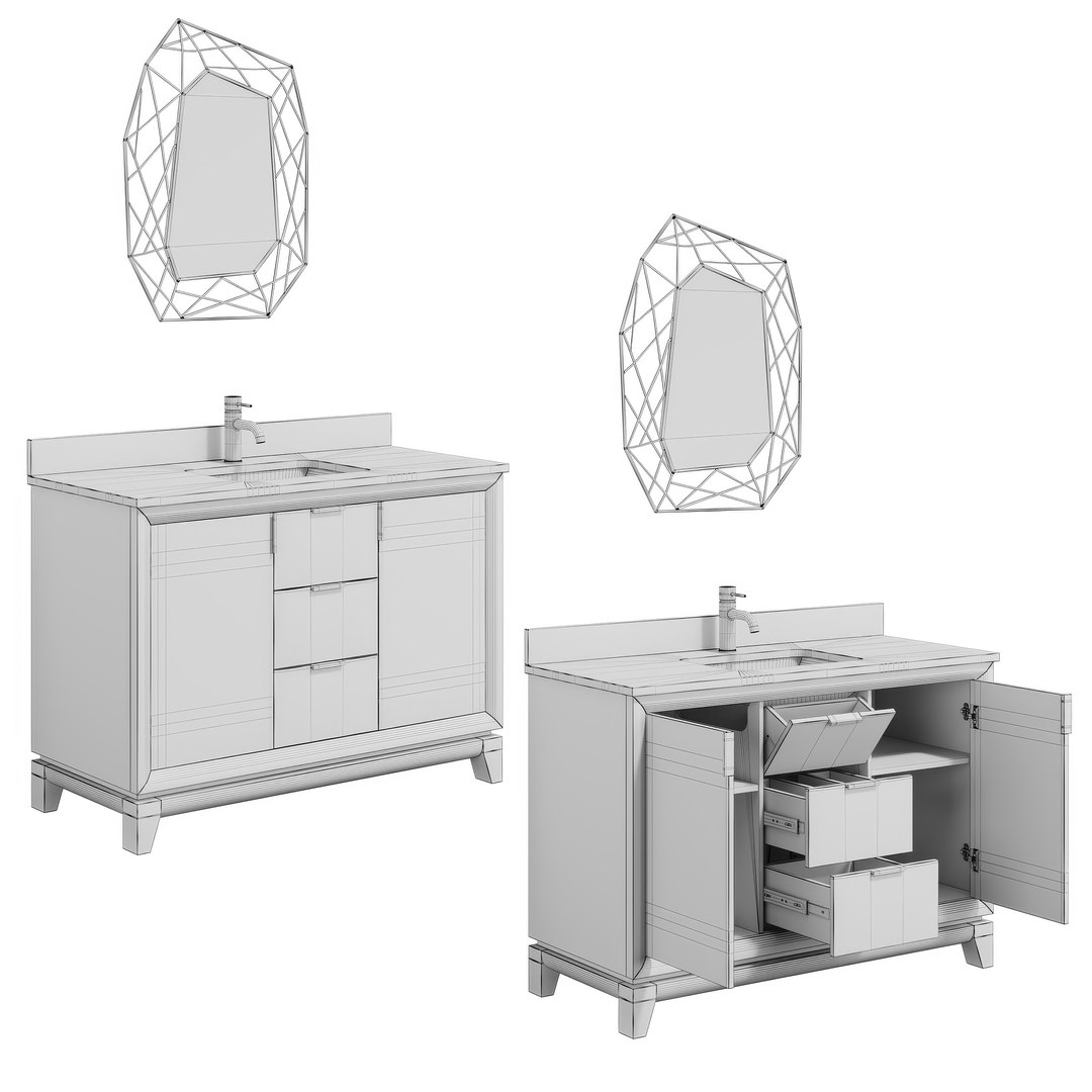3D Talyn 48 Teal Vanity Cabinet - TurboSquid 2187619