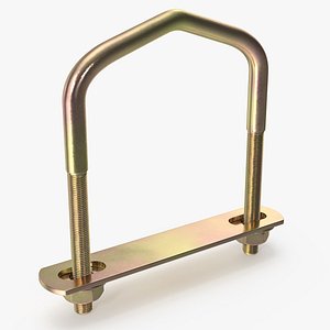 Triangular U-Bolts Bracket Brass 3D model