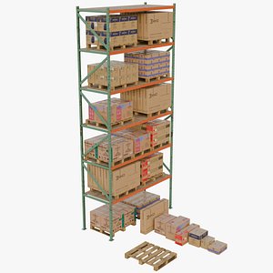 Cardboard Boxes Pallet And Shelf 2B