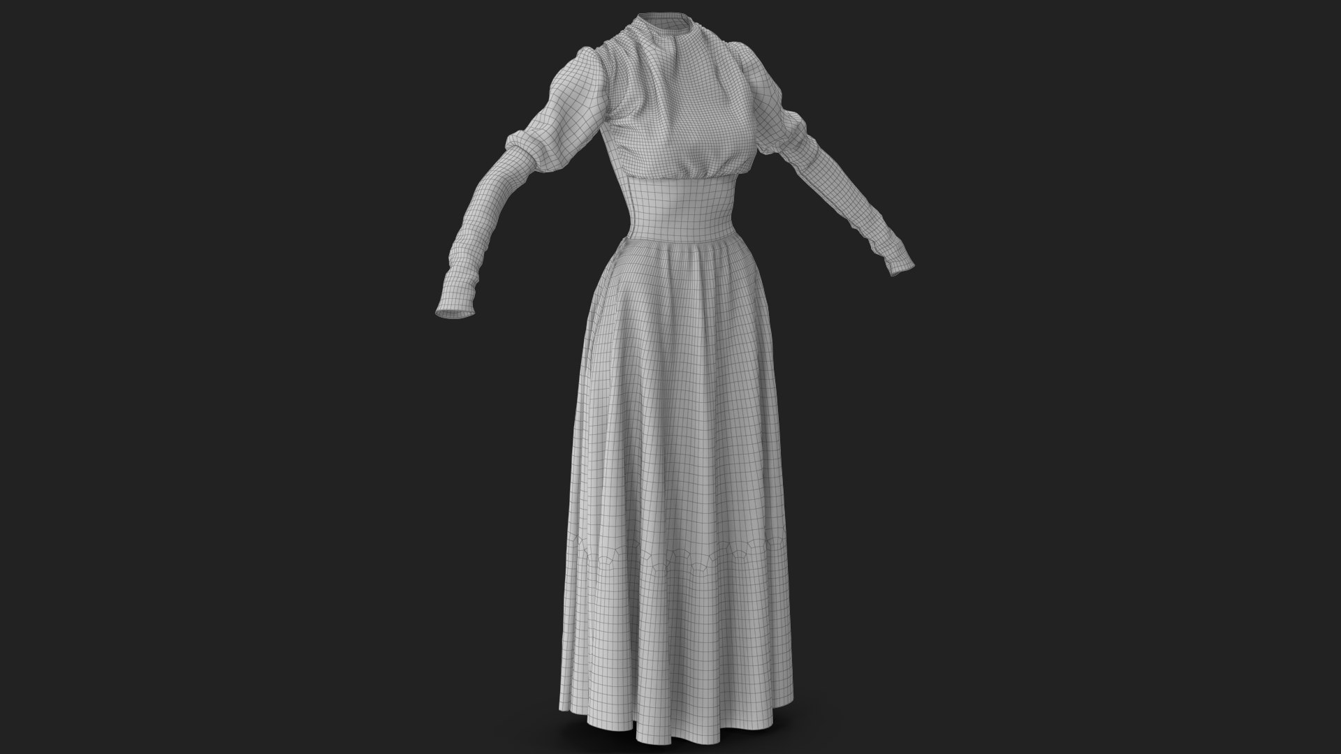 Dress 3D model https://p.turbosquid.com/ts-thumb/6r/zvYbwS/E5/wireframe_03/jpg/1693289907/1920x1080/fit_q87/6c82e4c9f7f3d6aeb9fe824ef0b6fd3d9195f0a7/wireframe_03.jpg