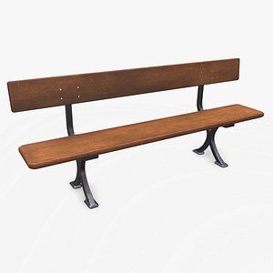 3D Old Outdoor Bench 01 Low-poly PBR model