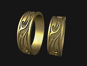 3D Rings with flame ornament model