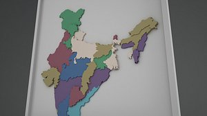 3D Map of India with States and Borders