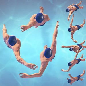 3d swimming man rigged style