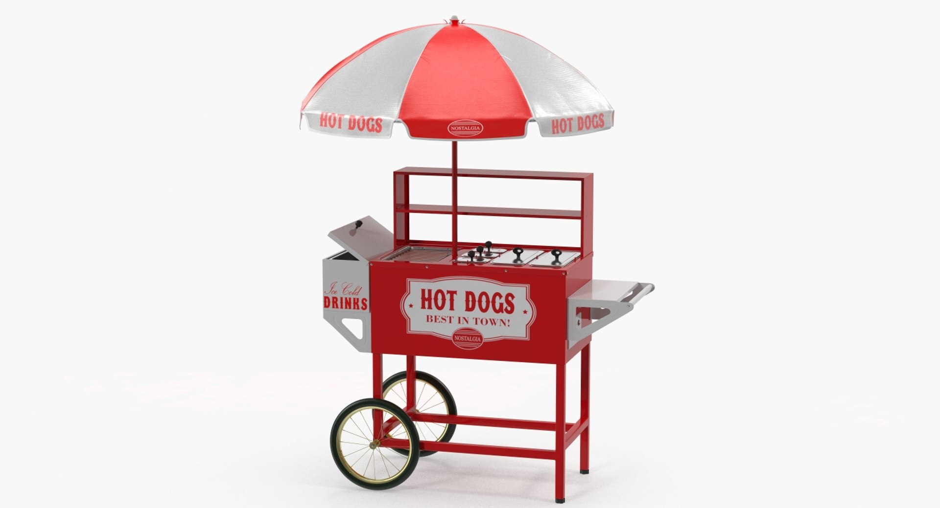 Hot Dog Vending Cart 3D Model 3D model preview