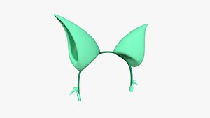 Furry Ears Tiara F07 Green - Headband Character Design 3D model