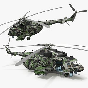 MI-171Sh Armed Military Helicopter Rigged for Maya model