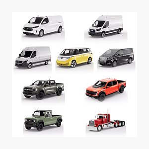 Commercial and Work Vehicles Pack - 9 Car Models Bundle