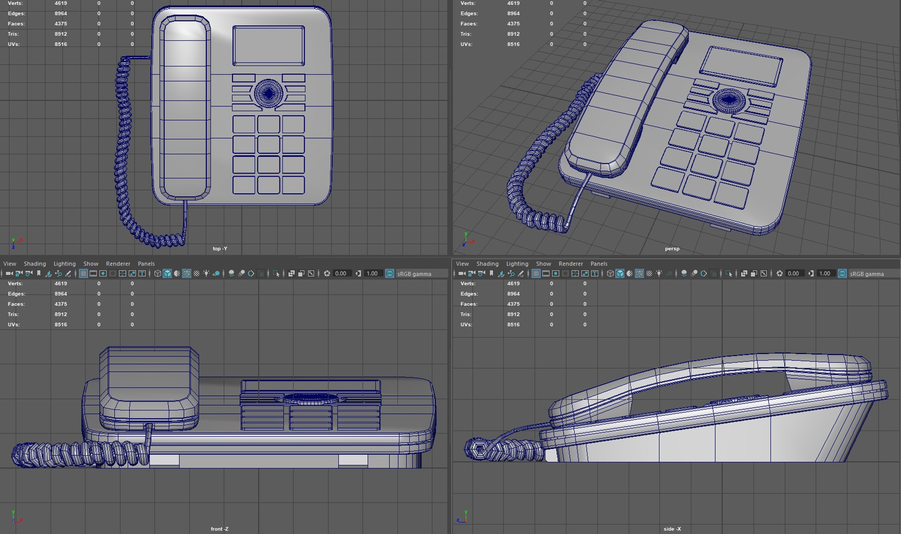 3D Landline Phone With Cable Model TurboSquid 1832357