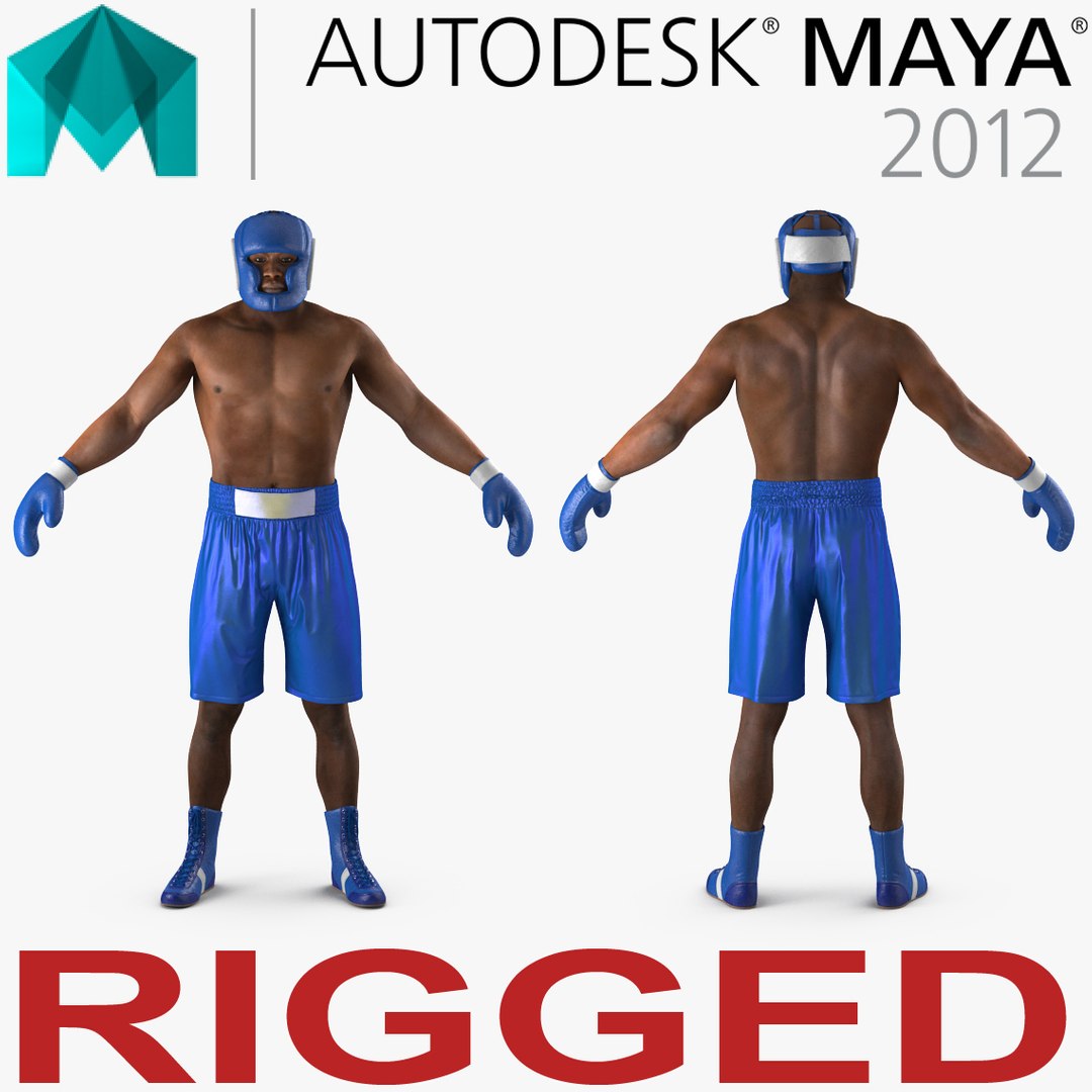 African American Boxer Rigged for Maya 3D model preview