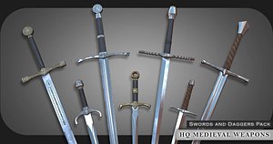 pbr swords medieval weapons 3D