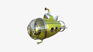 Submarine Cartoon A04 Yellow Metal - Sub Watercraft Vehicle