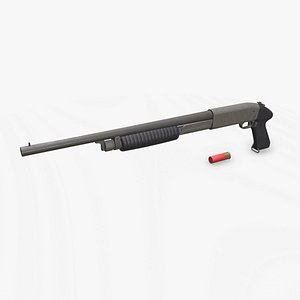 3D Ithaca M37 Pump Action Shotgun Low-poly PBR
