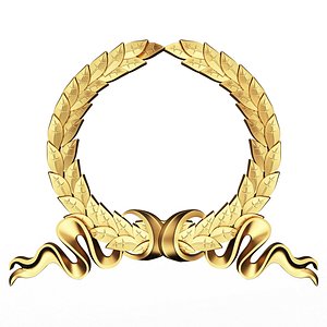 3D Gold Laurel Wreath 03