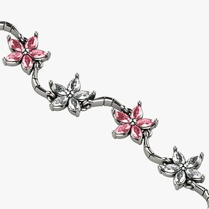 Sakura Flower Marquises Gold Bracelet Links