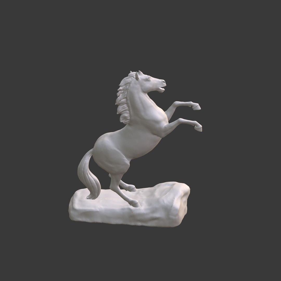 Black Horse Neighing Statue