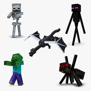3D minecraft characters rigged 3 model