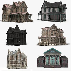 3D Old Abendoned House Low Poly