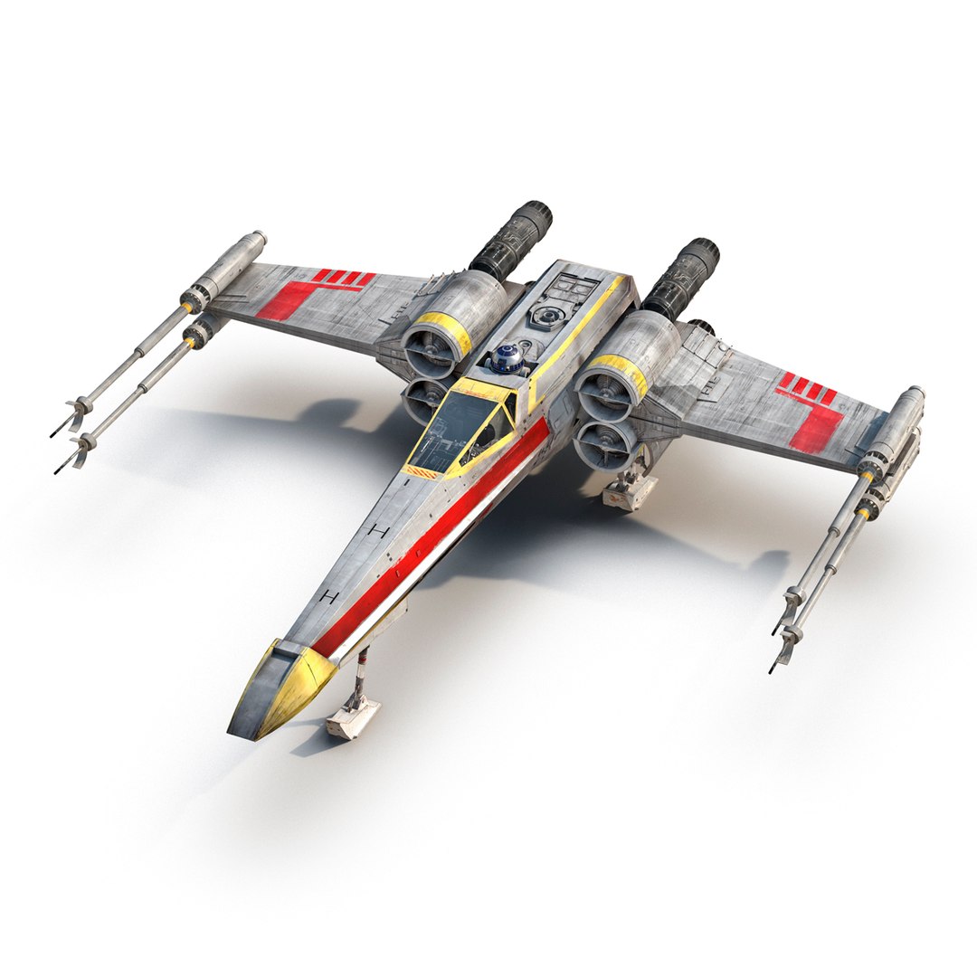 Star Wars X-Wing Starfighter and R2D2 Yellow 2 3D Model 3D model preview