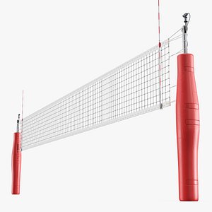 Athletic Volleyball Net System with Safety Padding Red 3D model