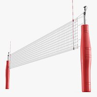 Athletic Volleyball Net System with Safety Padding Red