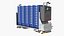 Robot mobile industriale con contenitori di stoccaggio, colore blu.