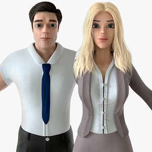 Cartoon Man and Woman - Business Suits
