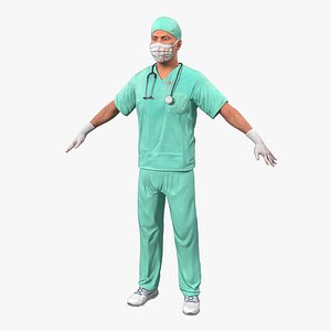 Male Surgeon Caucasian with Blood