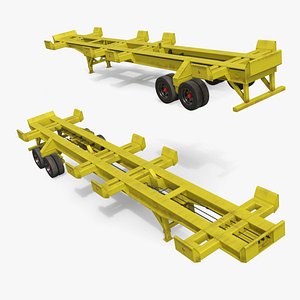 Wheeled Frame Trailer for Container Payload 3D