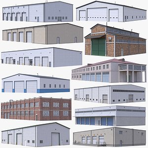 12 Industrial Buildings Collection 3D model