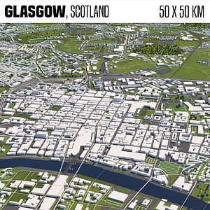 Glasgow 50x50km City Map