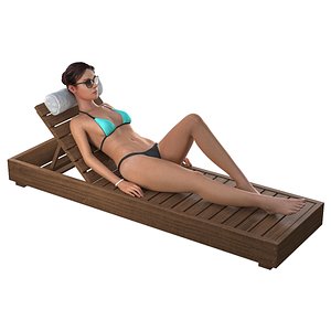woman lounger bikini 3D