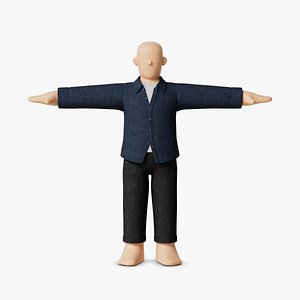 Cartoon Style Male Character Stylish Clothes