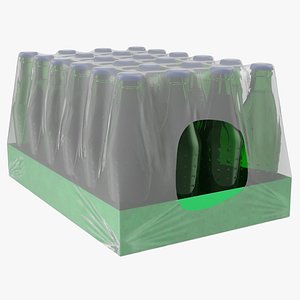 24 Green Soda Bottle Case