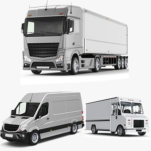 Detailed Three Cargo Trucks