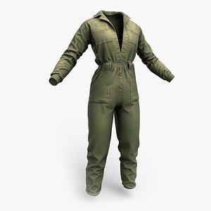 3D Woman Overalls Game Ready model