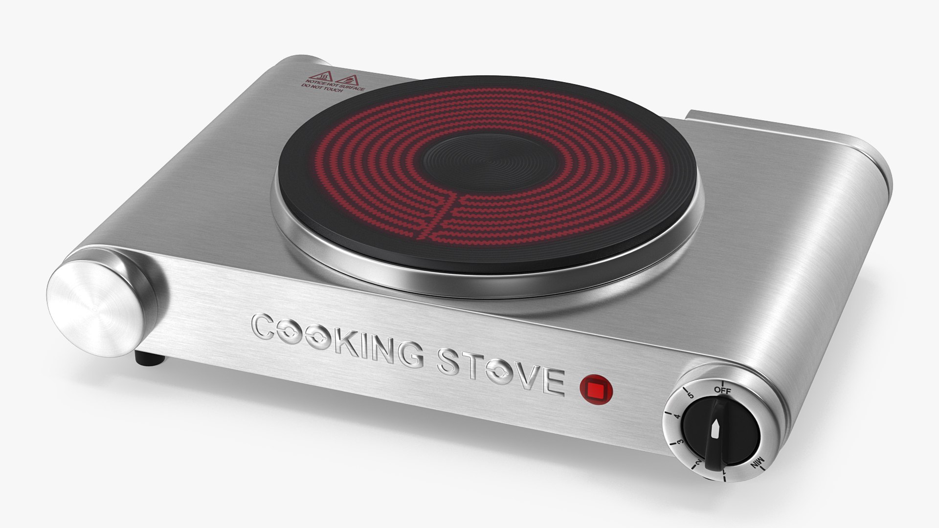 Electric Stove Single Burner Switched On 3D model preview