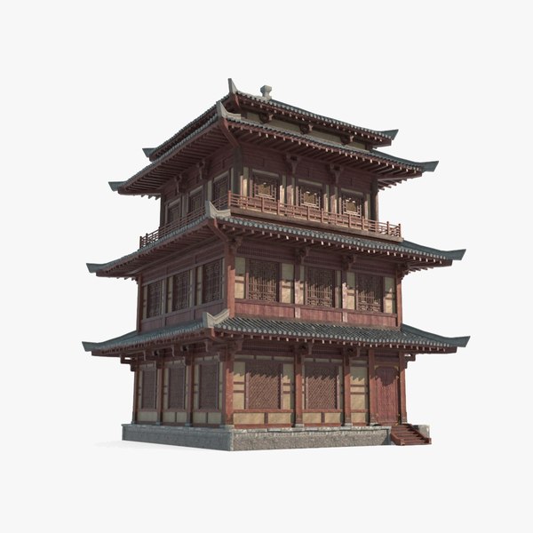 亚洲古建筑阁楼3D模型 - TurboSquid 2301081