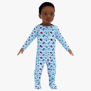 3D Little African Boy Light Skin in Full Bodysuit Rigged for Cinema 4D