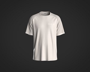 3D model Men raglan sleeve t-shirt with mesh fabric and cut and sew detailing